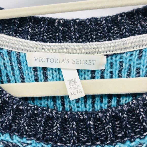 Victoria's Secret Blue Teal High Low Cotton Wool Alpaca Blend Sweater Size XL - Picture 2 of 8